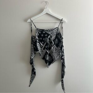Monochrome Paisley Print Top